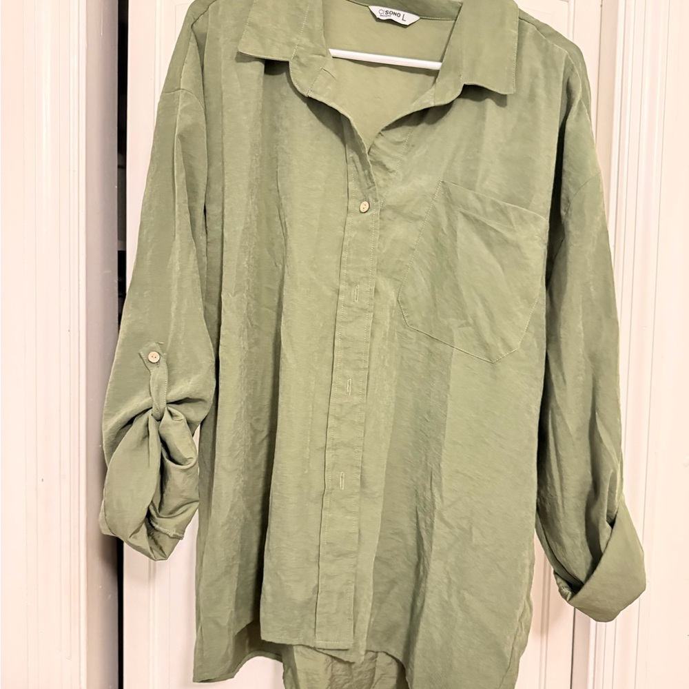 Ci Sono Sage Green Button Down Shirt